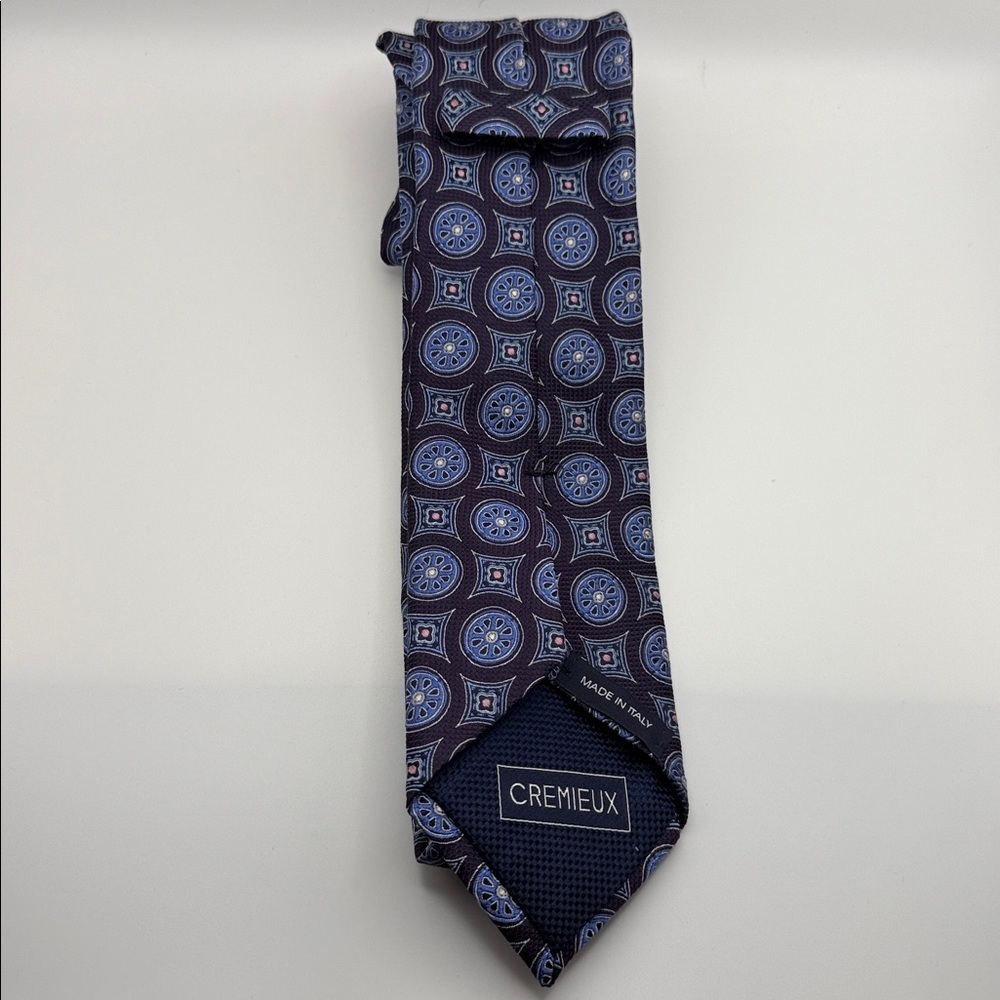 Daniel Cremieux Blue & Purple Geometric Tie,Made in Italy 100% Silk - Picture 5 of 5
